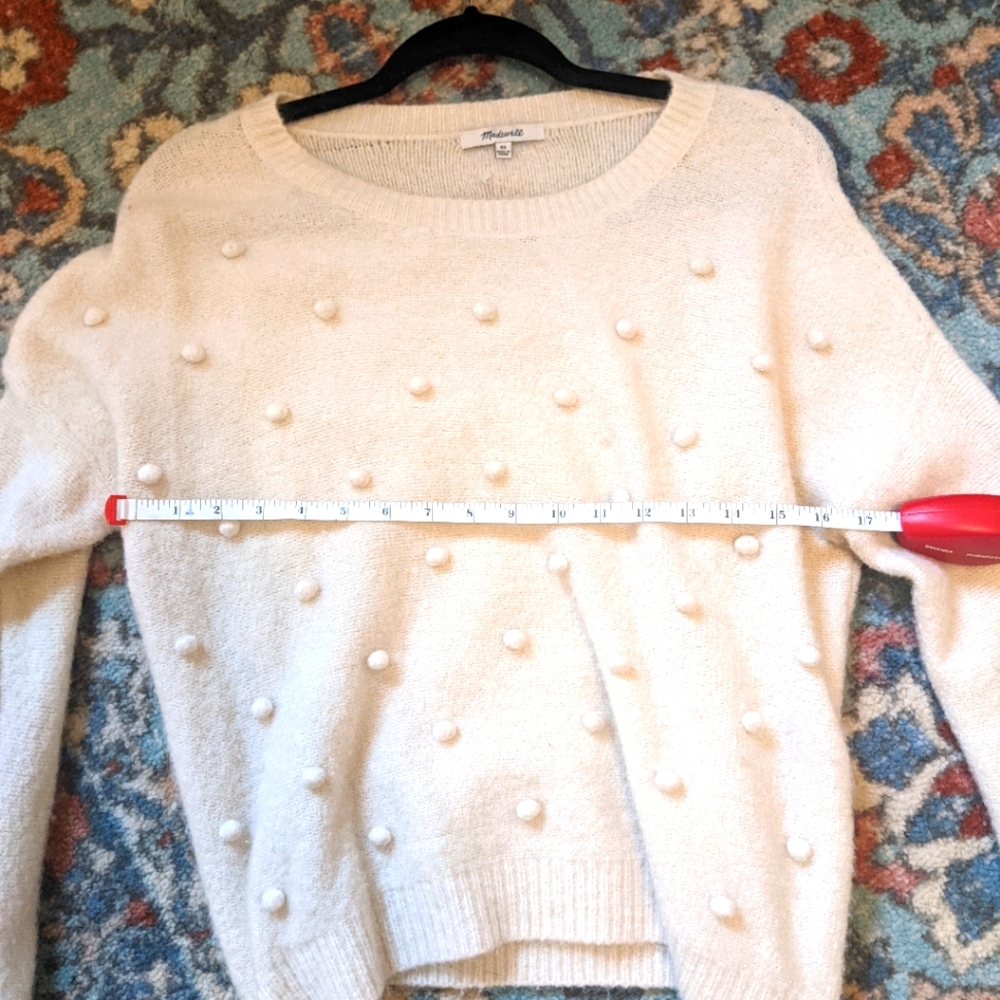 Madewell pompom cream knit sweater xs